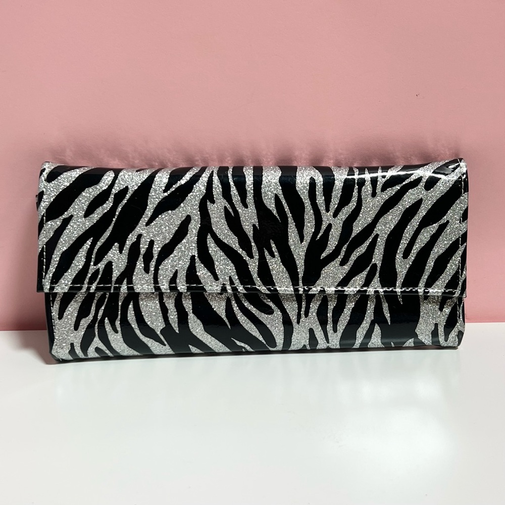 Vintage Y2K mcbling zebra glitter animal print wallet